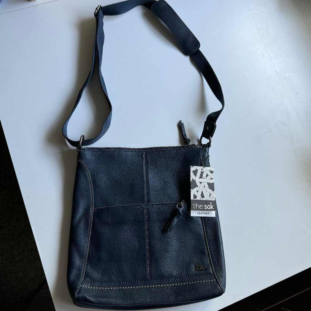 The Sak Navy Blue Lucia Crossbody Leather Handbag
